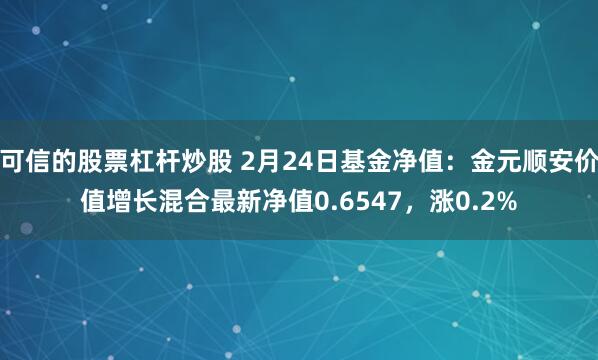 可信的股票杠杆炒股 2月24日基金净值：金元顺安价值增长混合最新净值0.6547，涨0.2%