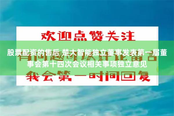 股票配资的售后 楚大智能独立董事发表第一届董事会第十四次会议相关事项独立意见